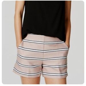 LOFT Tailored Cotton Adobe Rose Cotton Striped Shorts Size 12